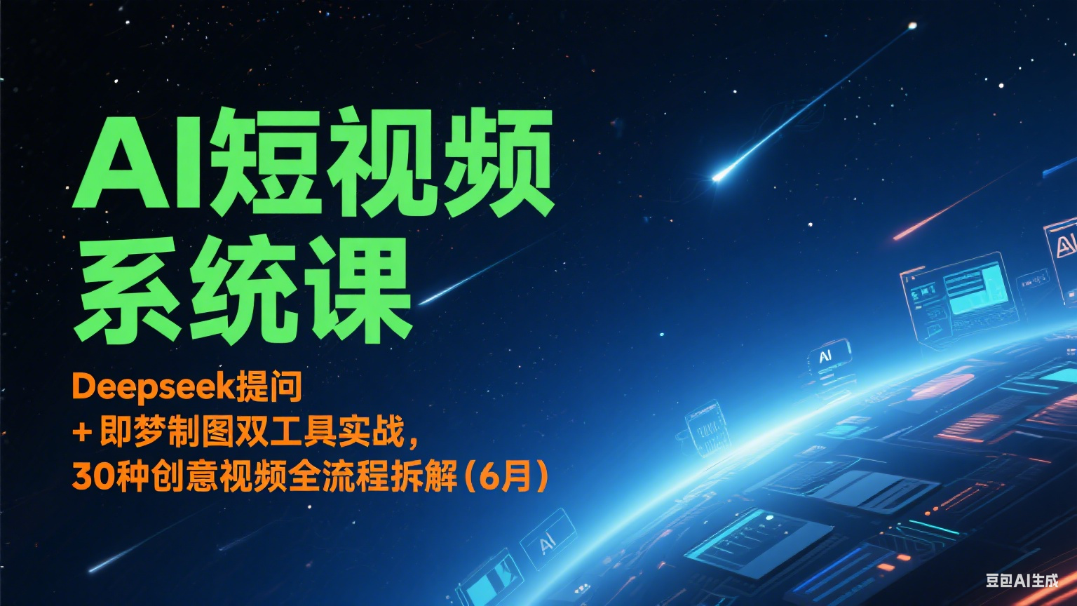 AI短视频系统课：Deepseek提问 + 即梦制图双工具实战，30种创意视频全流程拆解(6月)-鲲鹏云网创