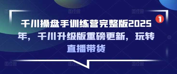 千川操盘手训练营完整版2025年，千川升级版重磅更新，玩转直播带货-鲲鹏云网创