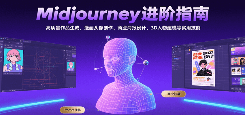 Midjourney进阶指南：高质量作品生成，漫画头像创作、商业海报设计、3D人物建模等-鲲鹏云网创
