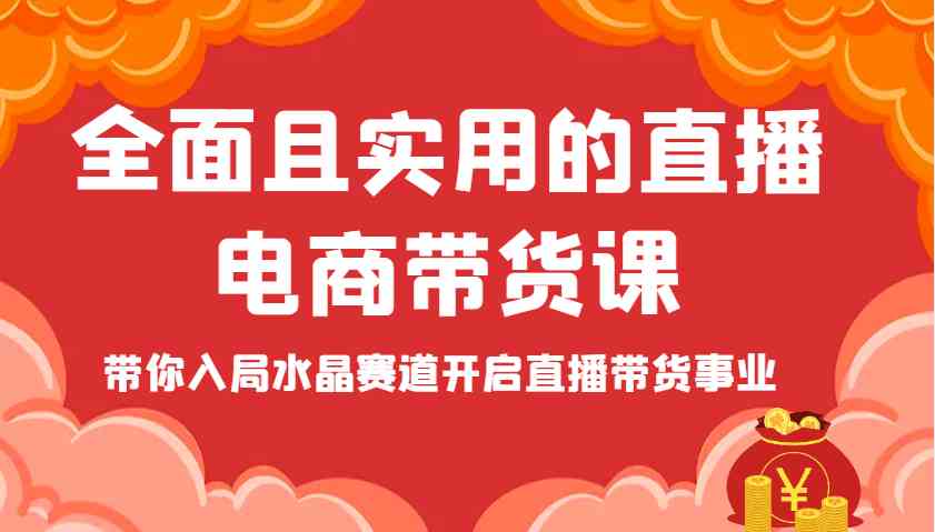全面且实用的直播电商带货课，带你入局水晶赛道开启直播带货事业-鲲鹏云网创