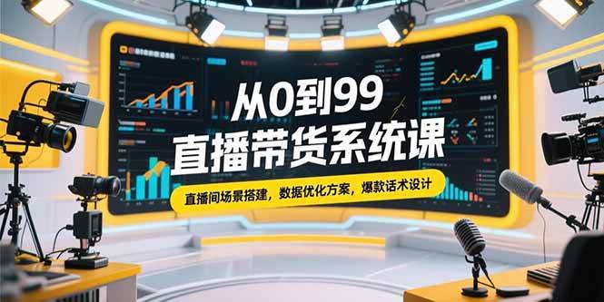 （15362期）从0到99直播带货系统课，直播间场景搭建，数据优化方案，爆款话术设计-鲲鹏云网创