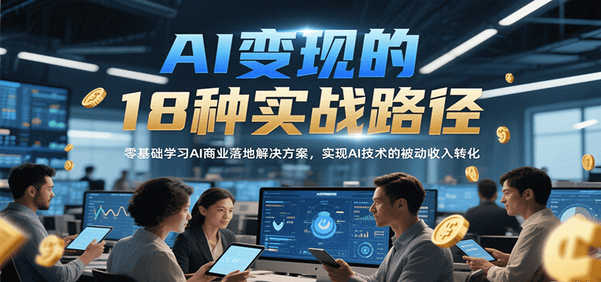 AI变现的18种实战路径，零基础学习AI商业落地解决方案，实现AI技术的被动收入转化-鲲鹏云网创