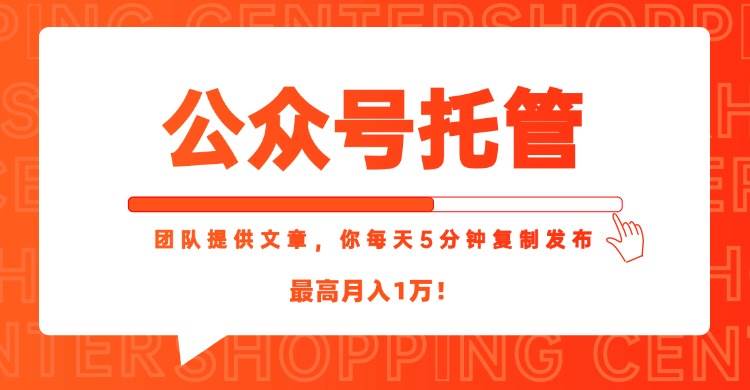 （15109期）【公众号托管 】我提供文章，你每天５分钟复制发布，最高月入1W-鲲鹏云网创