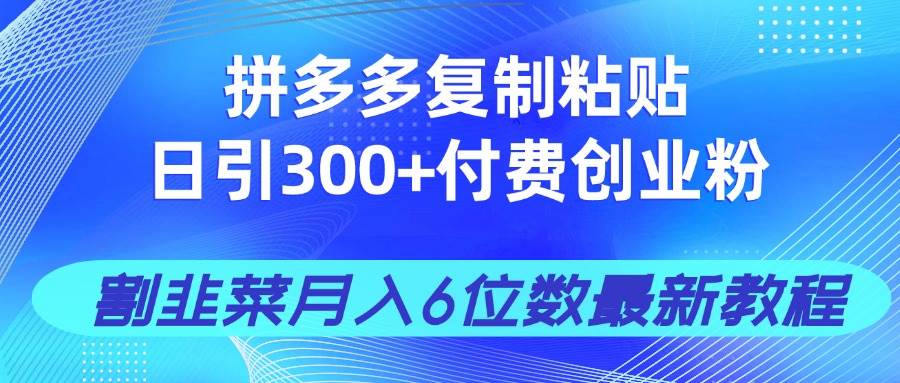 （14232期）拼多多复制粘贴日引300+付费创业粉，割韭菜月入6位数最新教程！-鲲鹏云网创