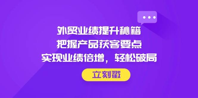 （14567期）外贸业绩提升秘籍，把握产品获客要点，实现业绩倍增，轻松破局-鲲鹏云网创