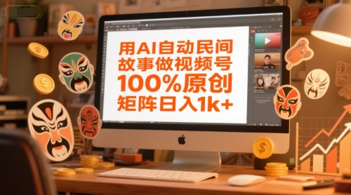 用AI自动民间故事做视频号，100%原创，矩阵日入1k+-鲲鹏云网创