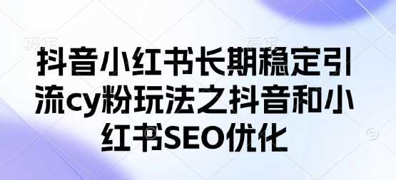 抖音小红书长期稳定引流cy粉玩法之抖音和小红书SEO优化-鲲鹏云网创