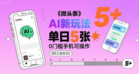 微头条AI新玩法，小白单日5张+，0门槛手机可操作【附工具指令】-鲲鹏云网创