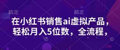 小红书销售ai虚拟产品，轻松月入5位数，全流程，超细节变现过程，完全无卡点-鲲鹏云网创