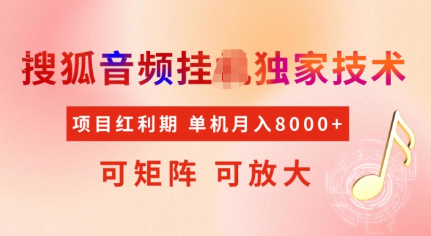 首发搜狐音频挂JI，项目红利期，可矩阵可放大，稳定月入5k【揭秘】-鲲鹏云网创