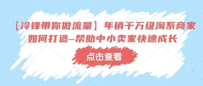 【冷锋带你做流量】年销千万级淘系商家如何打造–帮助中小卖家快速成长-鲲鹏云网创