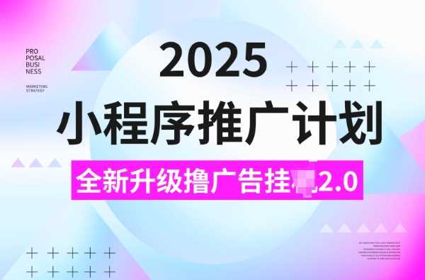2025小程序推广计划，撸广告挂JI3.0玩法，日均5张【揭秘】-鲲鹏云网创