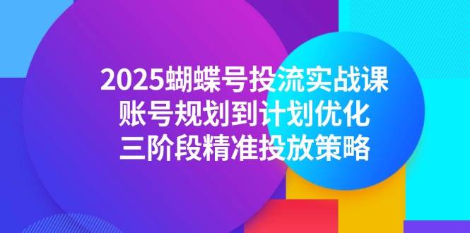 （14987期）2025蝴蝶号投流实战课，账号规划到计划优化，三阶段精准投放策略-鲲鹏云网创