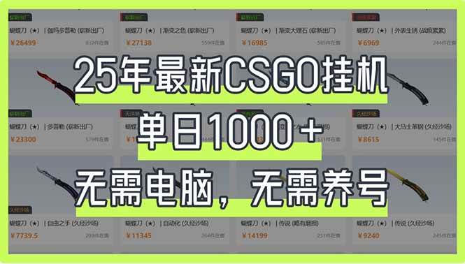 （14178期）25年最新CSGO挂机系统，单日1000+，无需电脑，无需养号，0基础可上手-鲲鹏云网创