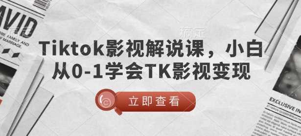 TikTok影视解说课，小白从0-1学会TK影视变现-鲲鹏云网创