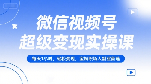微信视频号超级变现实操课，每天1小时，轻松变现，宝妈职场人副业首选-鲲鹏云网创