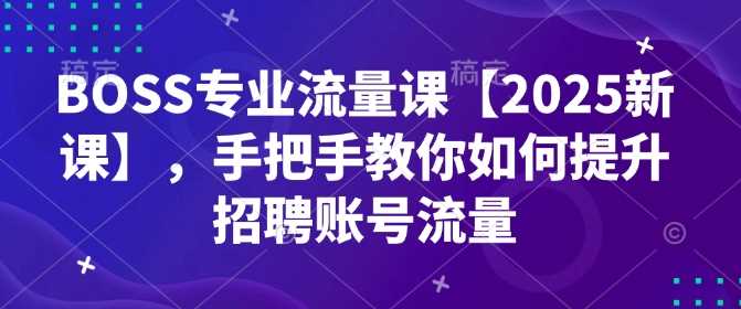 BOSS专业流量课【2025新课】，手把手教你如何提升招聘账号流量-鲲鹏云网创
