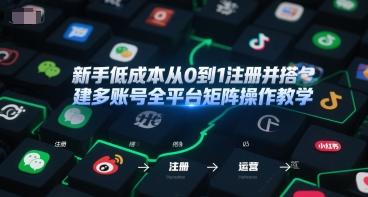 新手低成本从0到1注册并搭建多账号全平台矩阵操作教学，手机号-邮箱-IP-工具-鲲鹏云网创
