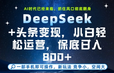 DeepSeek+头条变现，保姆级教学，小白轻松上手，日入8张+【揭秘】-鲲鹏云网创