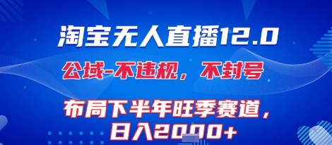 淘宝无人直播12.0，不封号，不违规，布局下半年旺季赛道，日入1k+(独家技术)【揭秘】-鲲鹏云网创