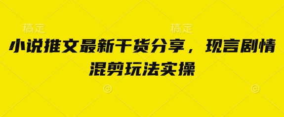 小说推文最新干货分享，现言剧情混剪玩法实操-鲲鹏云网创