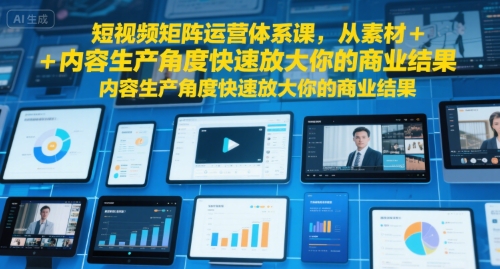 短视频矩阵运营体系课，从素材+内容生产角度快速放大你的商业结果-鲲鹏云网创
