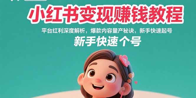 （15559期）小红书变现赚钱教程：平台红利深度解析，爆款内容量产秘诀，新手快速起号-鲲鹏云网创