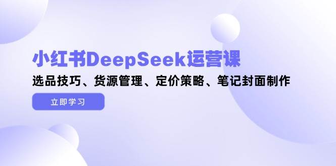 （14748期）小红书DeepSeek运营课，选品技巧、货源管理、定价策略、笔记封面制作-鲲鹏云网创