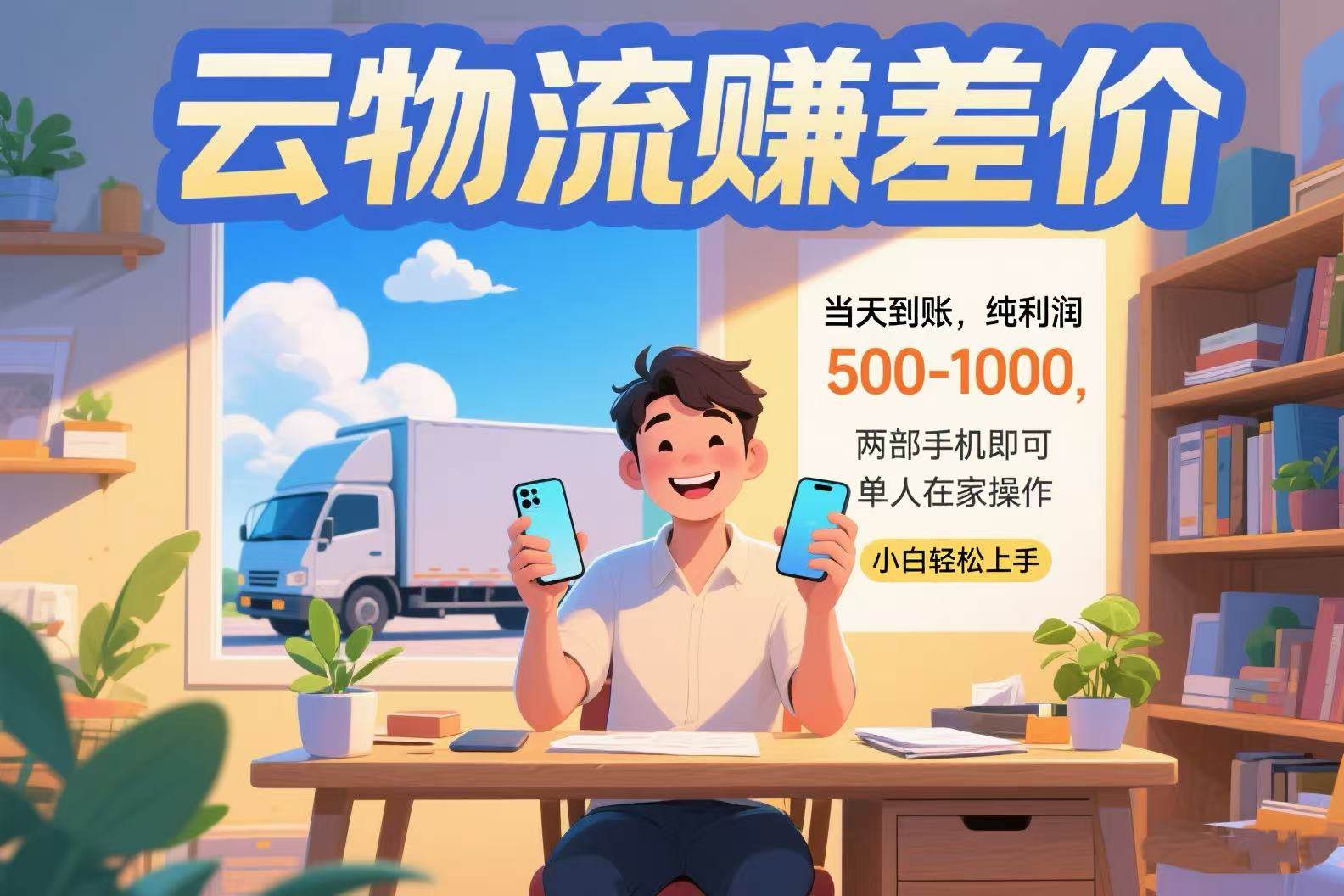 （15492期）云物流赚差价 当天到账纯利润500-1000 两部手机即可 可单人在家操作 小…-鲲鹏云网创