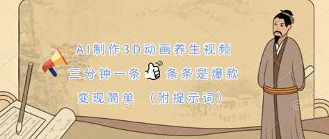 AI制作3D动画养生视频，三分钟一条，条条是爆款，变现简单(附提示词)-鲲鹏云网创