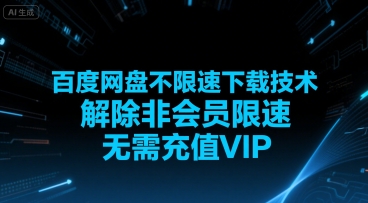 百度网盘不限速下载技术，解除非会员限速，无需充值VIP-鲲鹏云网创