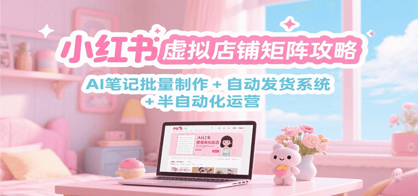 小红书虚拟店铺矩阵攻略：AI笔记批量制作 + 自动发货系统 + 半自动化运营-鲲鹏云网创