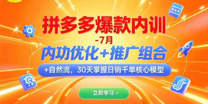 （15402期）拼多多爆款内训-7月 内功优化+推广组合+自然流 30天掌握日销千单核心模型-鲲鹏云网创