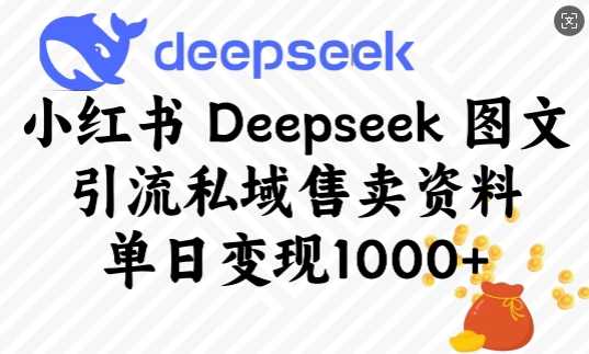 小红书Deepseek图文引流私域售卖资料，单日变现多张-鲲鹏云网创