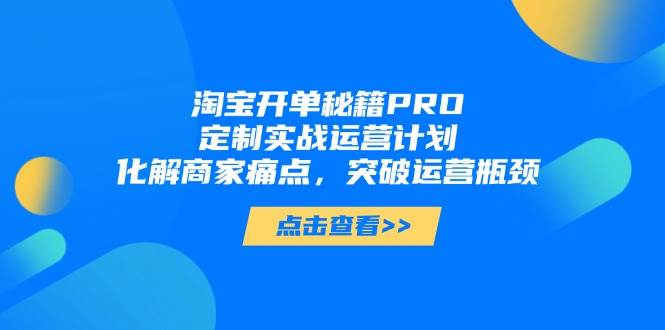 （14642期）淘宝开单秘籍PRO，定制实战运营计划，化解商家痛点，突破运营瓶颈-鲲鹏云网创