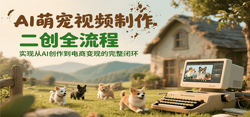AI萌宠视频制作二创全流程，实现从AI创作到电商变现的完整闭环-鲲鹏云网创