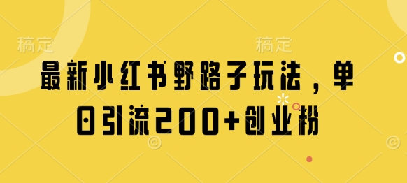 最新小红书野路子玩法，单日引流200+创业粉-鲲鹏云网创