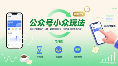 公众号小众玩法，每天只需要半个小时，收益稳定2张，可持续【附软件教程】-鲲鹏云网创