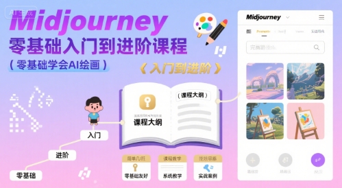 midjourney零基础入门到进阶课程，零基础学会AI绘画-鲲鹏云网创