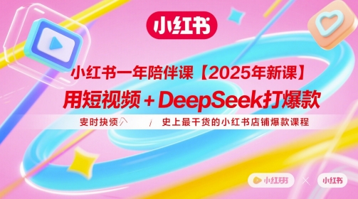 小红书一年陪伴课【2025年新课】，用短视频+deepSeek打爆款，史上最干货的小红书店铺爆款课程-鲲鹏云网创