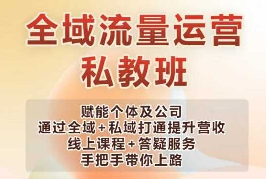 全域流量运营操盘课，赋能个体及公司通过全域+私域打通提升营收-鲲鹏云网创