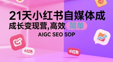 21天小红书自媒体成长变现营，高效 简单 AIGC SEO SOP-鲲鹏云网创