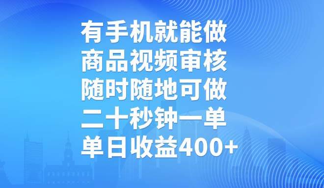 （14446期）有手机就能做，商品视频审核，随时随地可做，二十秒钟一单，单日收益400+-鲲鹏云网创