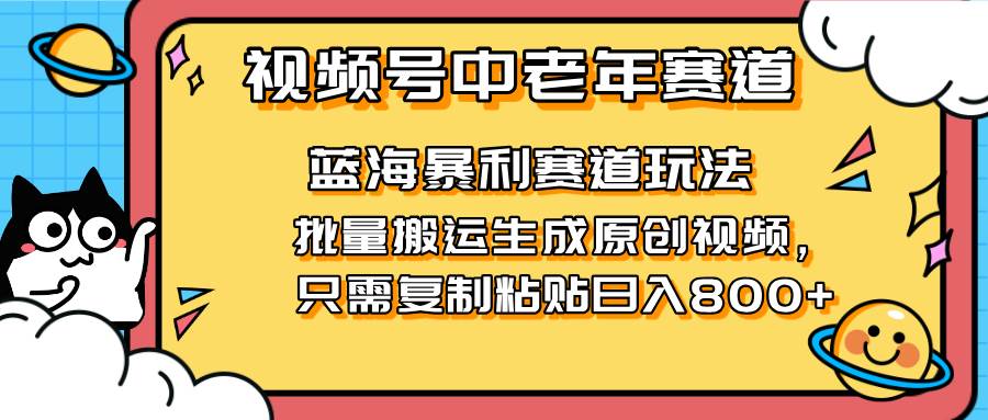 （14314期）2025视频号中老年短视频蓝海暴利风口！复制粘贴搬运视频单日赚800+，无…-鲲鹏云网创