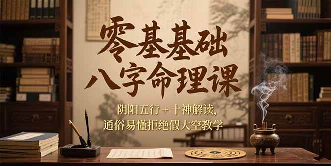 （15283期）零基础八字命理课，阴阳五行+十神解读，通俗易懂拒绝假大空教学-鲲鹏云网创