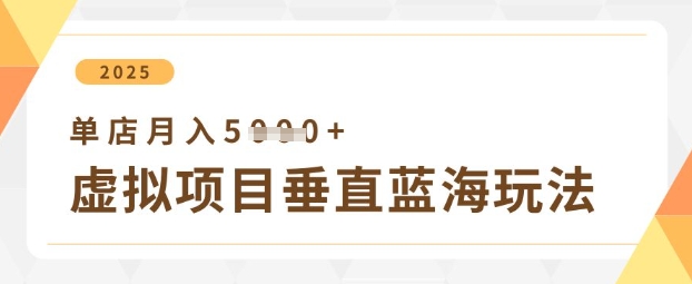 虚拟项目垂直玩法，实现单店月入5k+-鲲鹏云网创