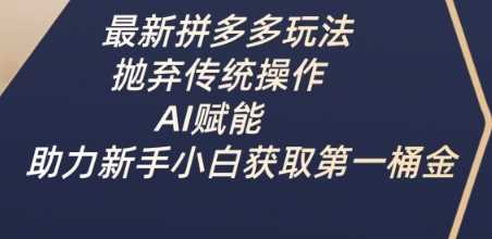 最新拼多多玩法，抛弃传统操作，AI赋能，助力新手小白获取第一桶金-鲲鹏云网创