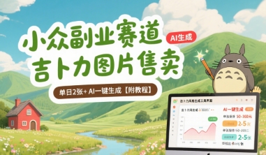 小众副业赛道 吉卜力图片售卖 单日2张+ AI一键生成【附教程】-鲲鹏云网创