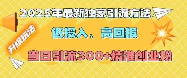 2025年最新独家引流方法，低投入高回报？当日引流300+精准创业粉-鲲鹏云网创