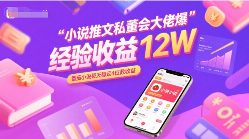 小说推文私董会大佬爆单经验分享收益12W，番茄小说每天稳定4位数收益-鲲鹏云网创